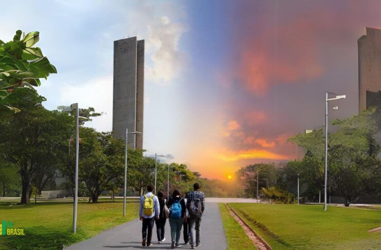 Estudantes universitários no campus da USP